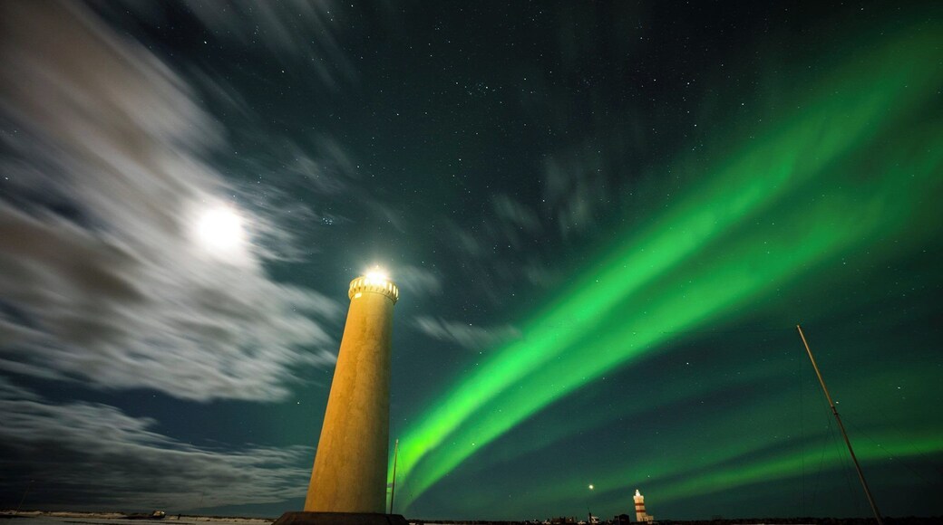 A functional lighthouse on the north side of Garður, Reykjanes Peninsula Iceland