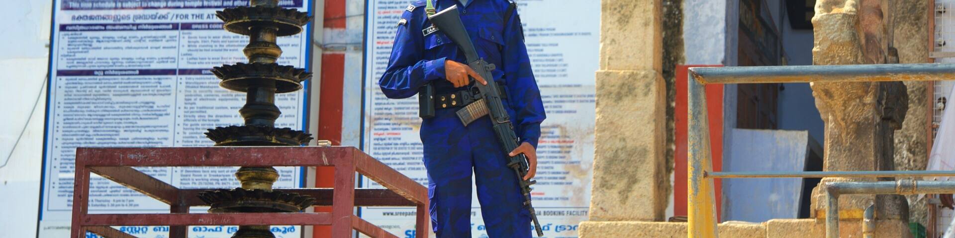 Padmanabhaswami Temple which includes military items as well as an individual male