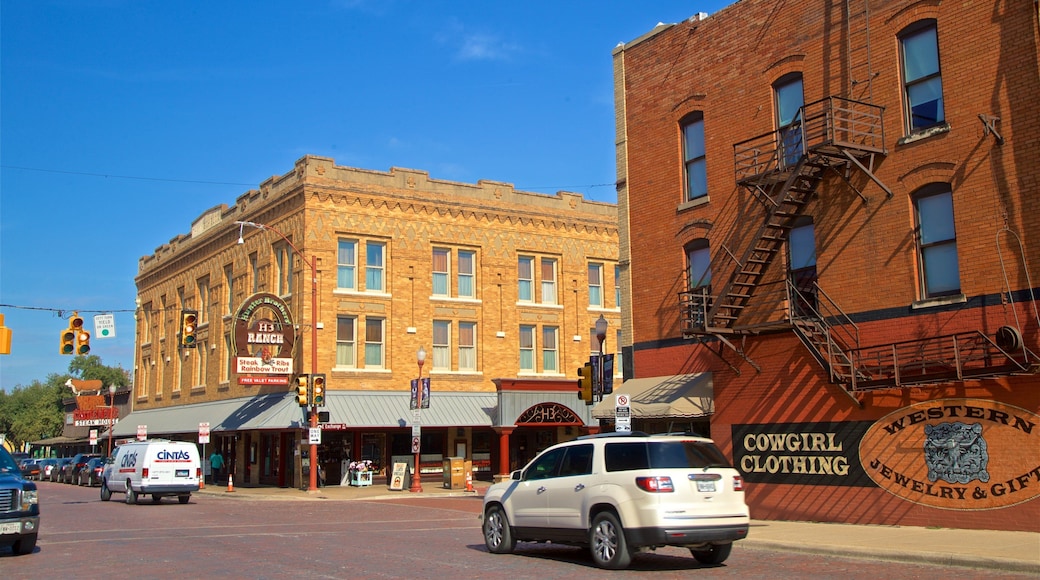 Fort Worth Stockyards featuring signage