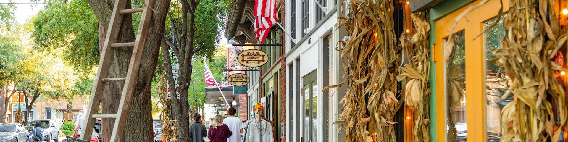 Bishop Arts District featuring street scenes