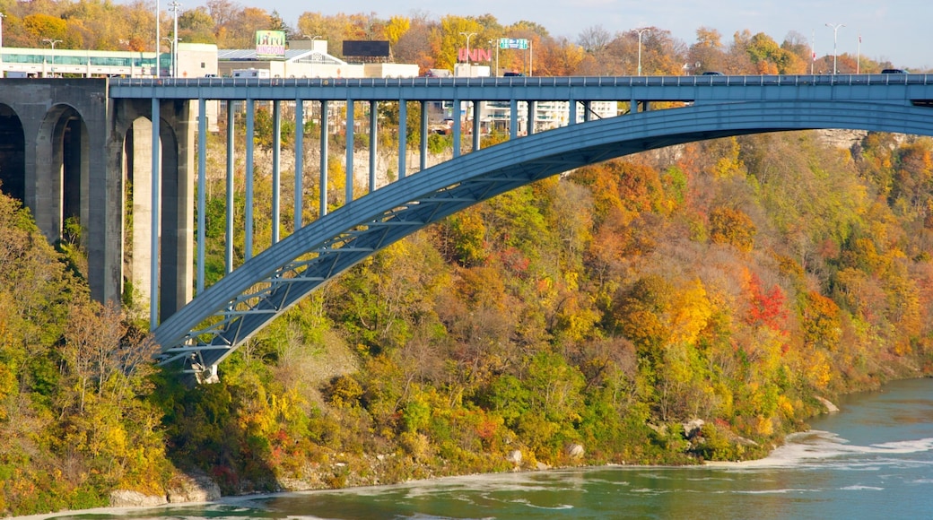 Rainbow Bridge which includes a bridge, fall colors and a river or creek