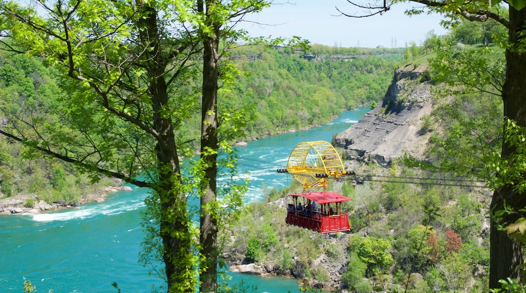 NIAGARA FALLS, ONTARIO, CANADA - MAY 21st 2018: Whirlpool Aero car carrying riders across the Niagara Whirlpool