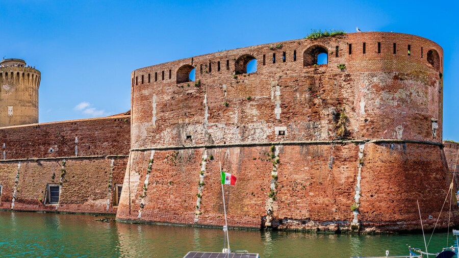 The Old Fortress, medieval fortress by the Mediteraneean sea in the port of Livorno, Tuscany, Italy
