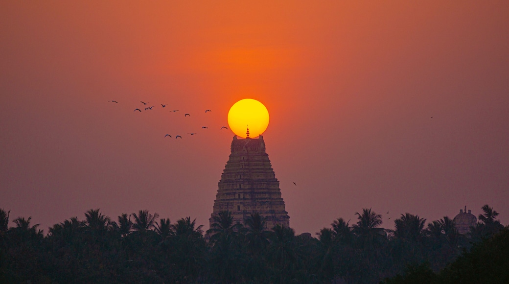Sunset under ancient temple
