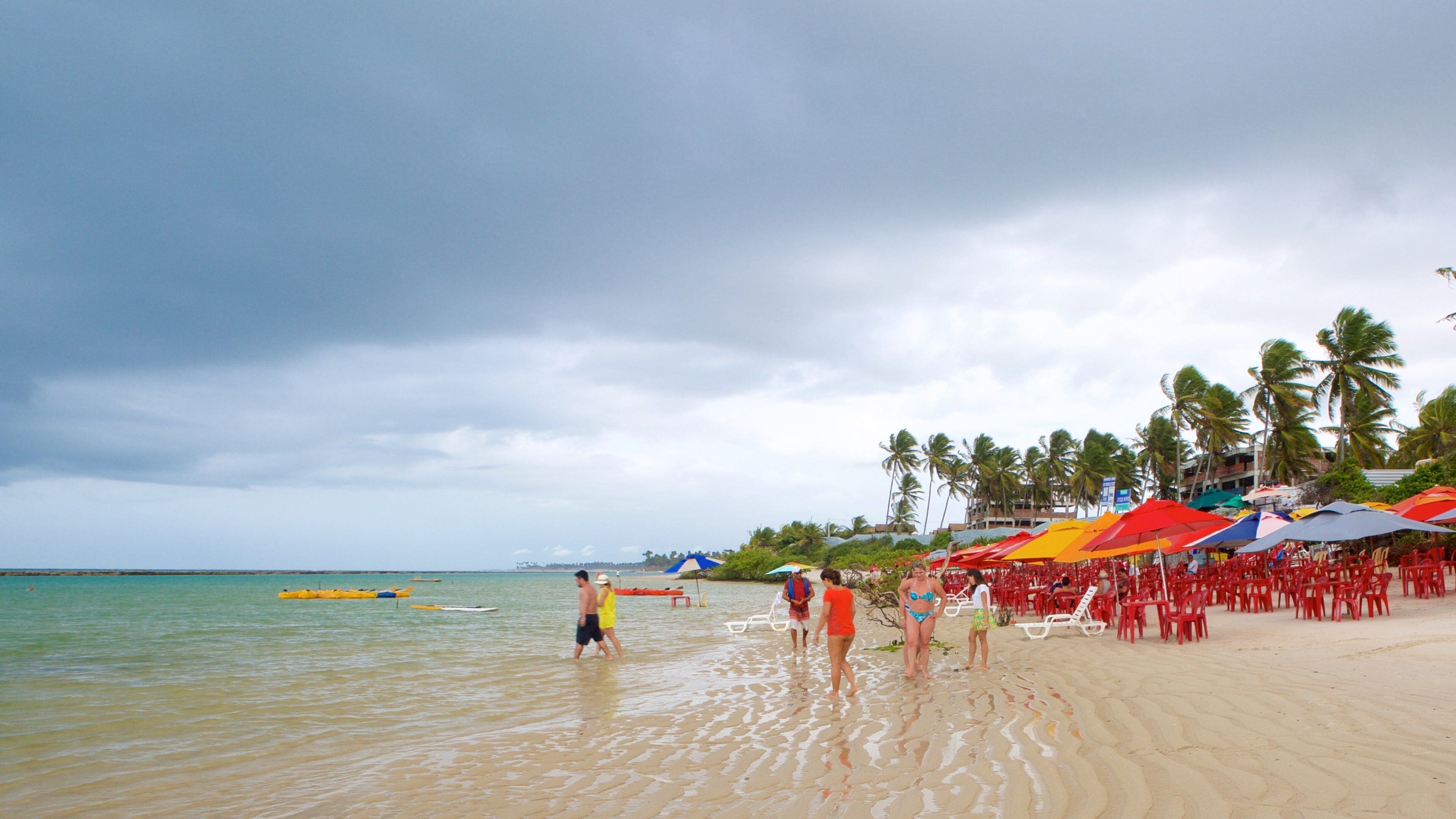Muro Alto Beach ofreciendo vista general a la costa y una playa y también un pequeño grupo de personas