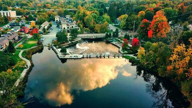 landscape with water and damm in rockford michigan
