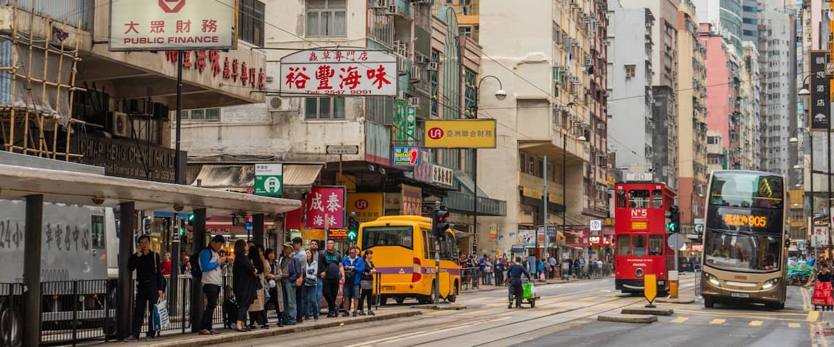 Dried Seafood Market showing street scenes and a city