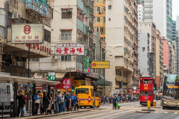 Dried Seafood Market showing street scenes and a city