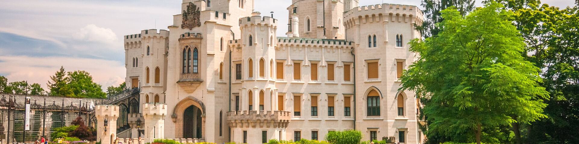 Chateau Hluboka with a beautiful park in the foreground, Czech republic, Europe.