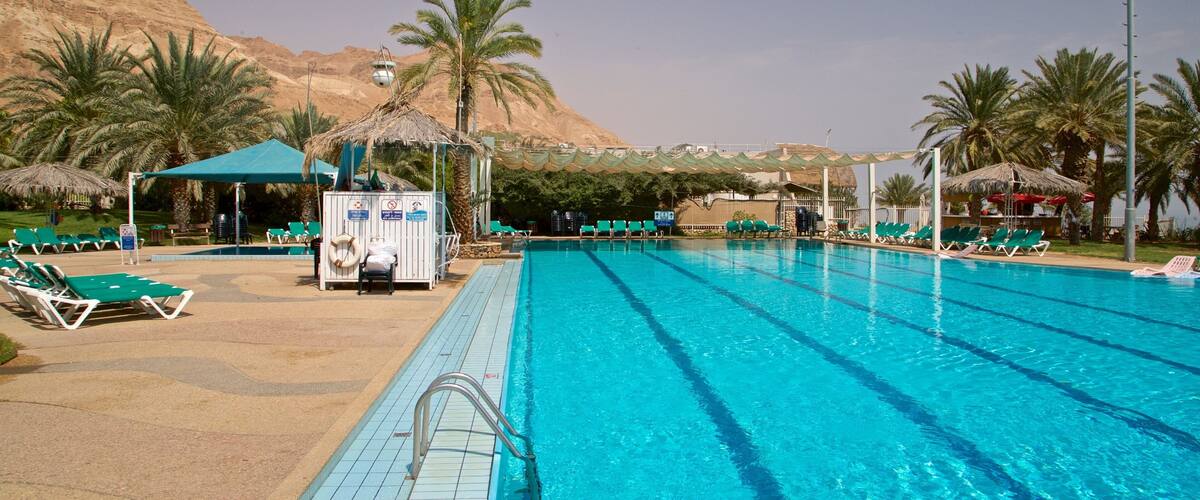 Botanische tuin van Ein Gedi toont een zwembad