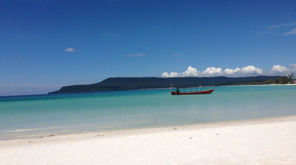 White sand beaches, swaying palm trees, and clear blue-green waters. Definitely heaven on Earth. To get to this hidden heaven on Koh Rong Island, Cambodia; you need to walk, climb and crawl through the jungle. After arrive, save your time for beautiful sunset and health for parties by booking a boat back to town. #LifeAtExpedia