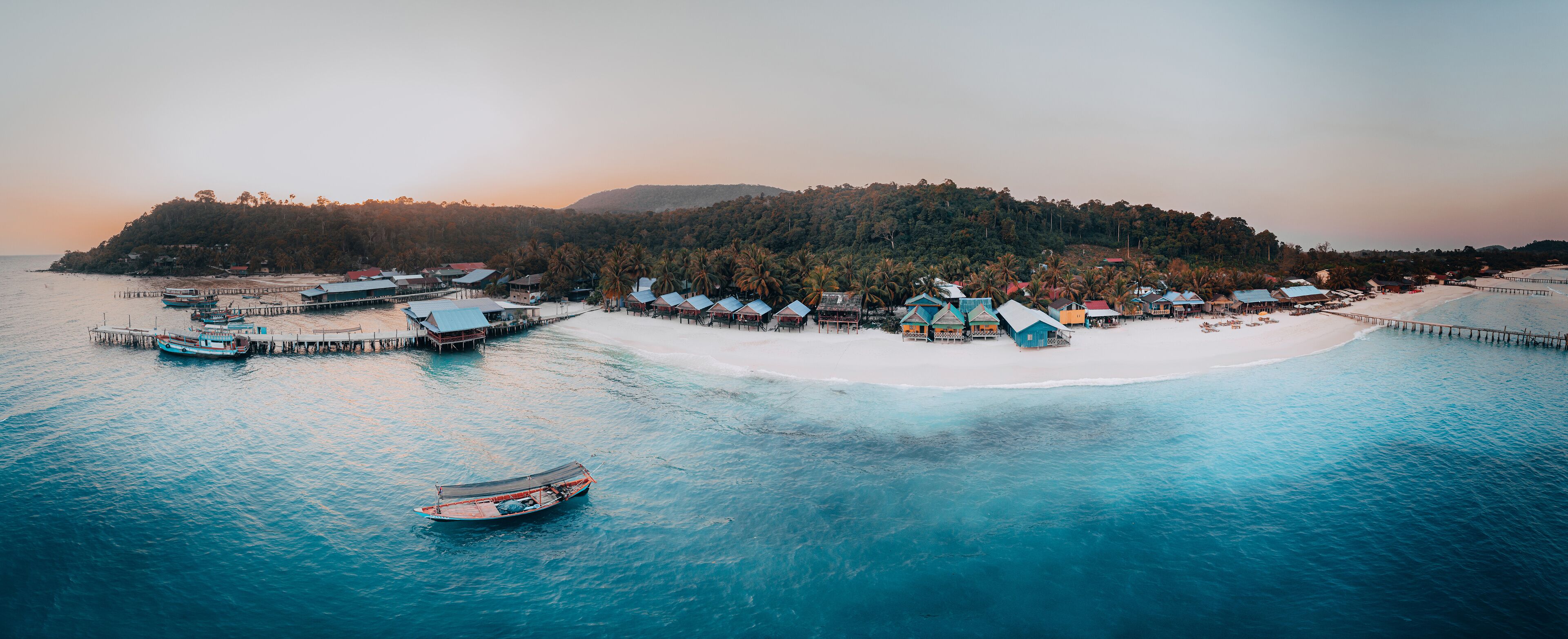 Sok San Village, Koh Rong, Cambodia from above drone