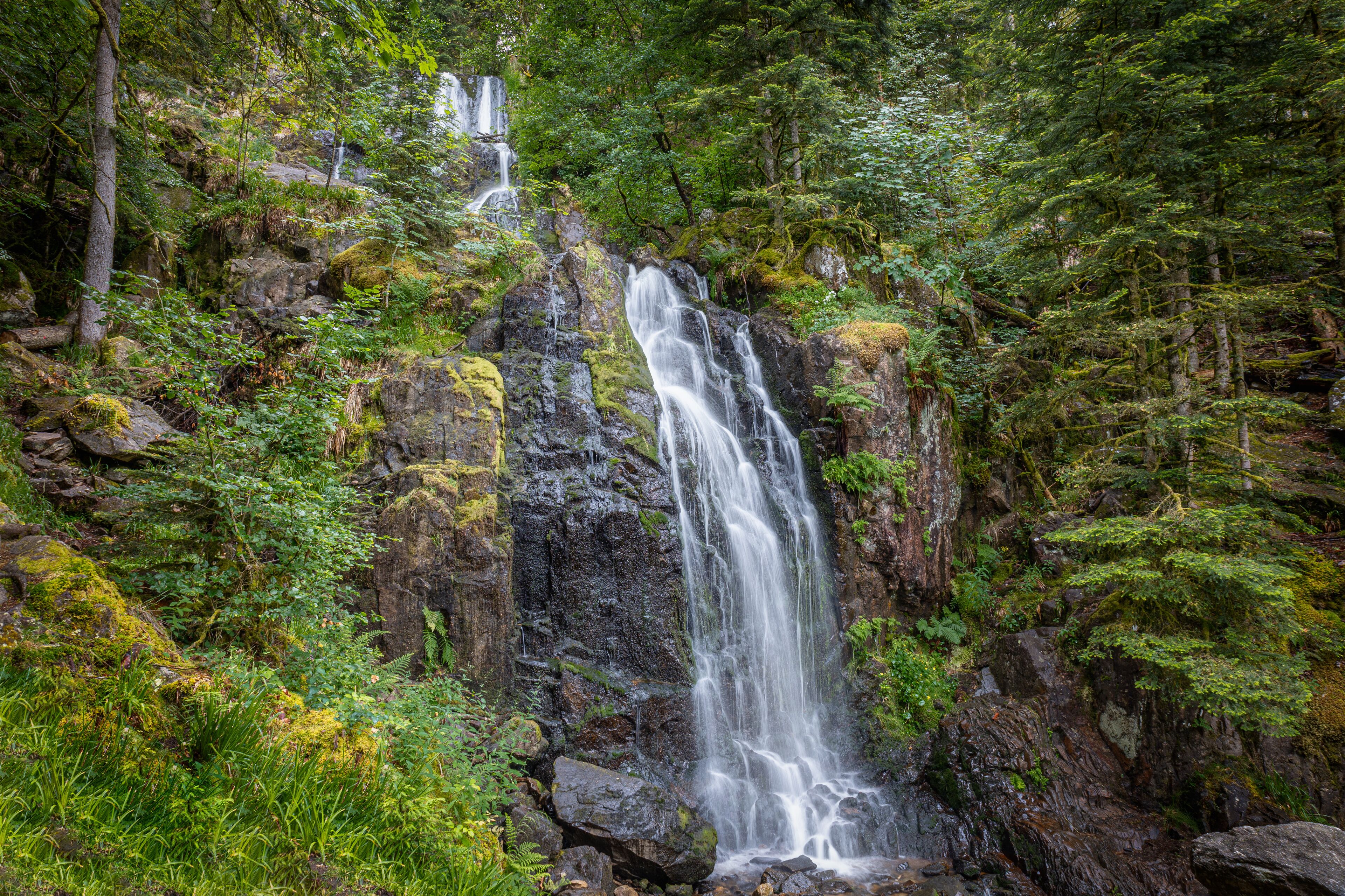 Beautiful waterfall in the Vosges area of France named 'de tendon' This photo is of the large waterfall named 'Grande Cascade de Tendon'