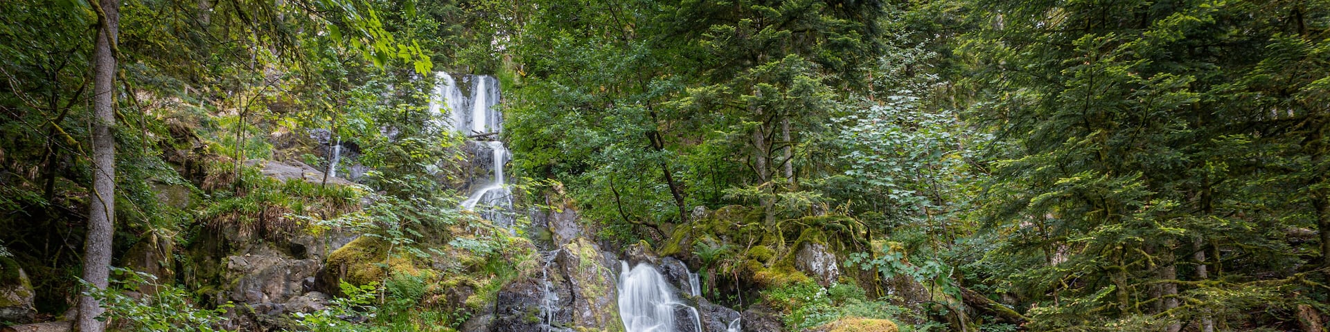 Beautiful waterfall in the Vosges area of France named 'de tendon' This photo is of the large waterfall named 'Grande Cascade de Tendon'
