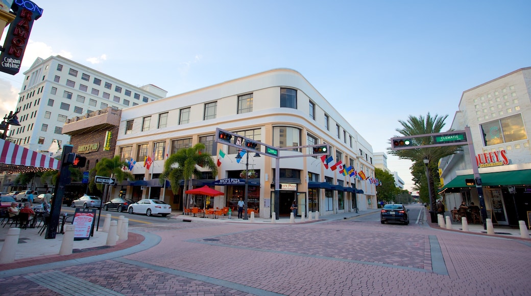 Clematis Street featuring street scenes and a city
