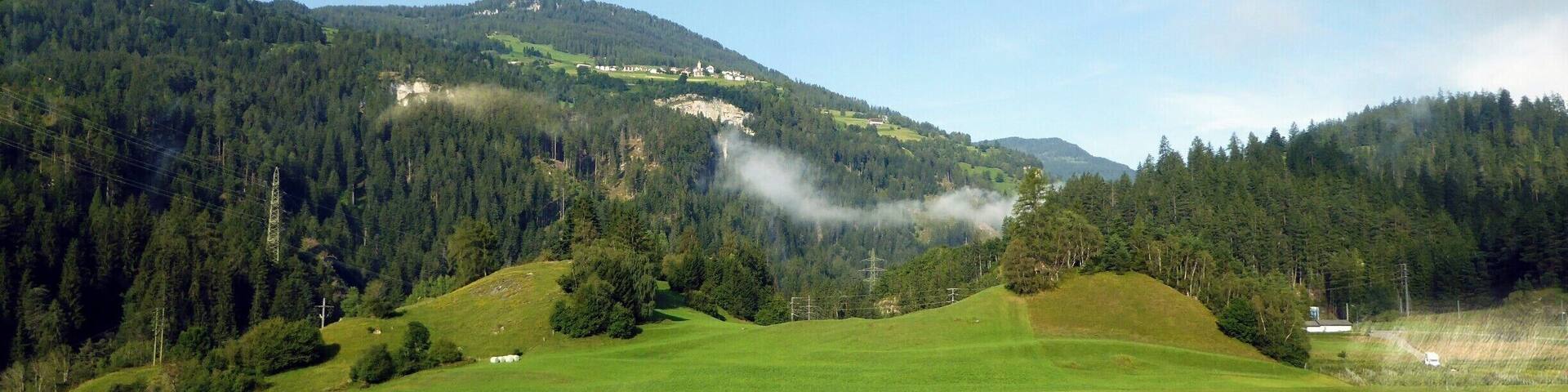 Alpine view 2 from Bernina Express train somewhere between Chur & Thusis, Switzerland
