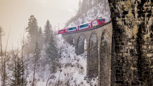 Landwasserviadukt with a #red train. My #TroverTips