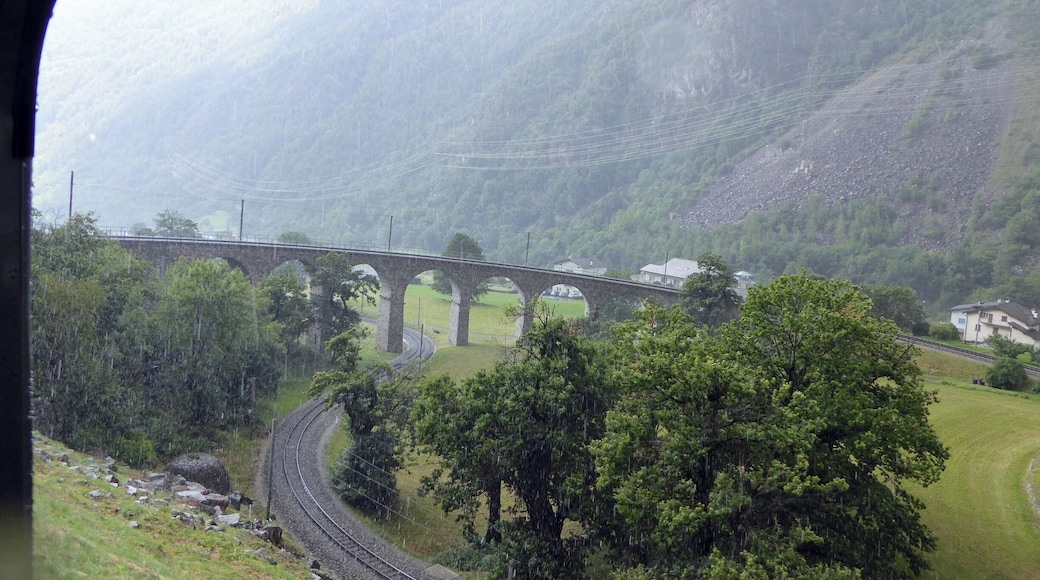 The Brusio Circular Viaduct from Bernina Express. Quite an experience as the the circle is so tight that the train almost catches up with itself.