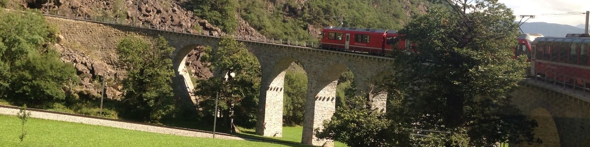 Cool circular viaduct at Brusio on the Bernina Express