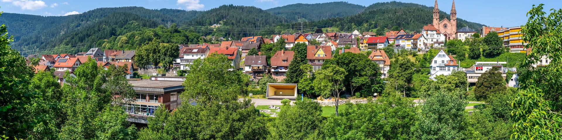 Ausblick über Forbach, Schwarzwald, Baden Wuerttemberg, Deutschland
