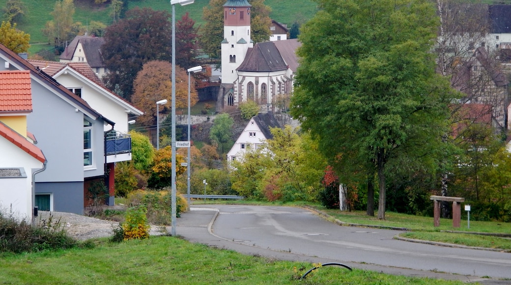 Blick bis zur evangelischen Michaelskirche in Sulz am Eck
