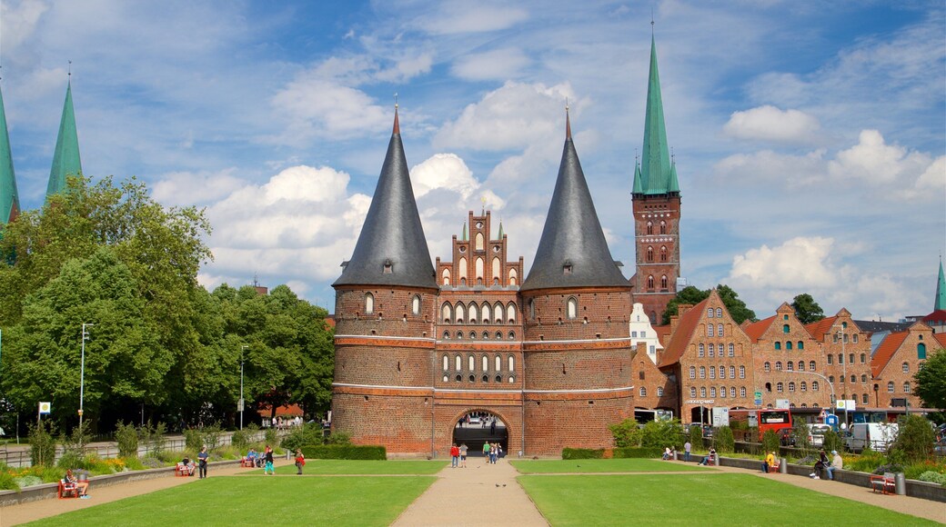 Museum Holstentor which includes a park and heritage architecture