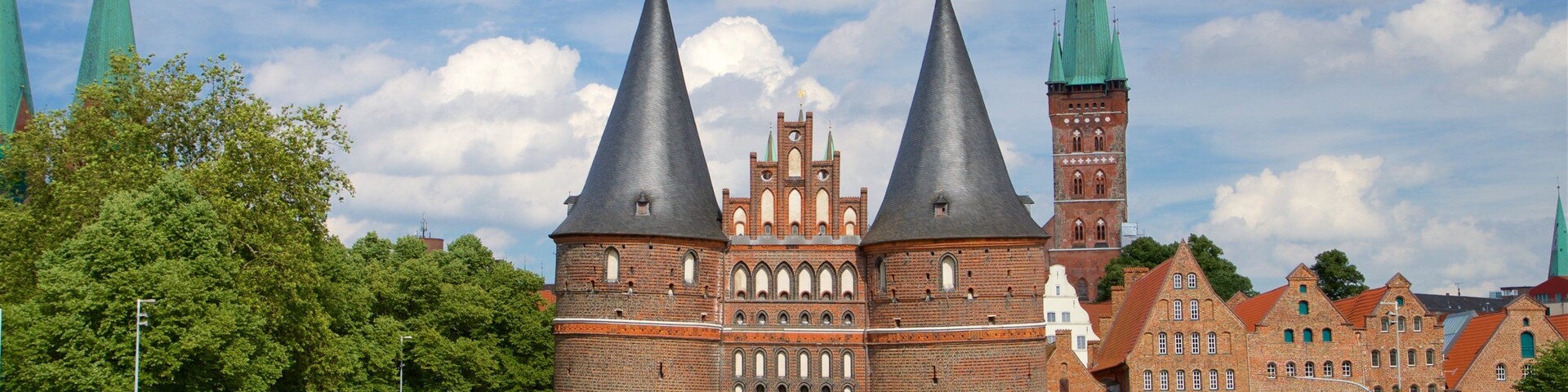 Museum Holstentor which includes a park and heritage architecture