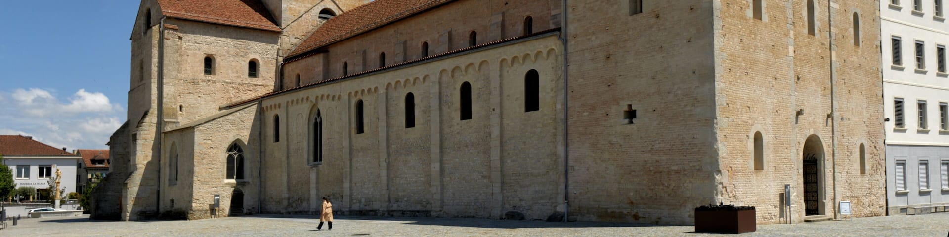 View of the choir of Old protestant abbey church in Payerne, Switzerland