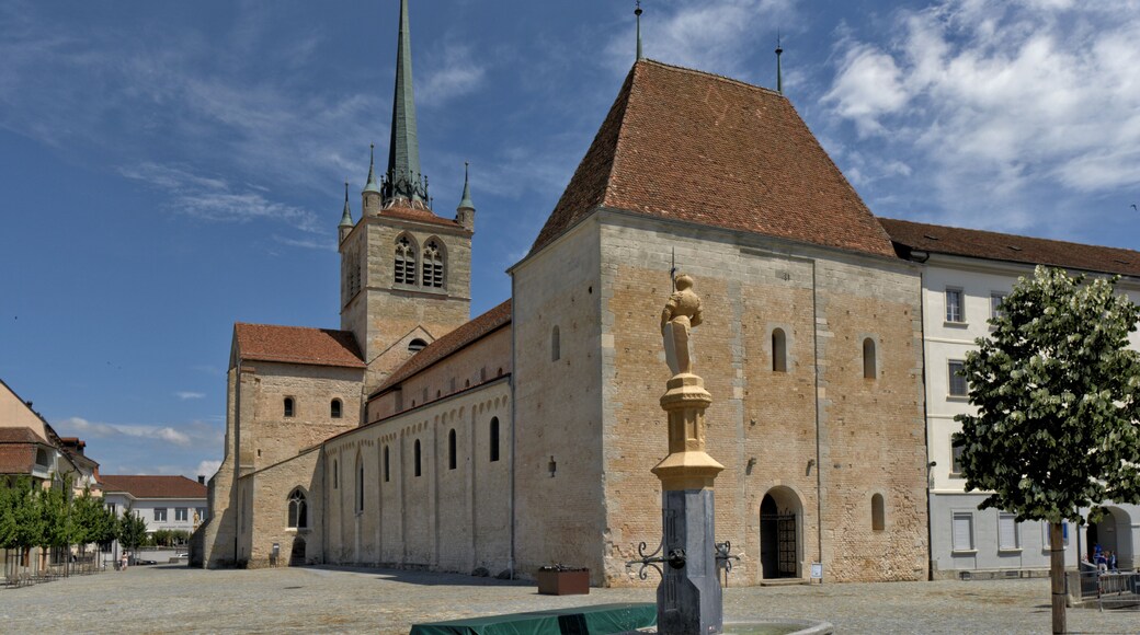 View of the choir of Old protestant abbey church in Payerne, Switzerland
