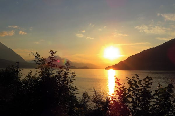 Wonderful sunset after an amazing dinner on Harder Kulm, Interlaken.