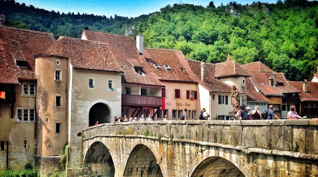 Saint -Ursanne is one of my favorite little villages in Switzerland - in the Jura Mountains near France it is a great little escape into the countryside with a taste of old Switzerland