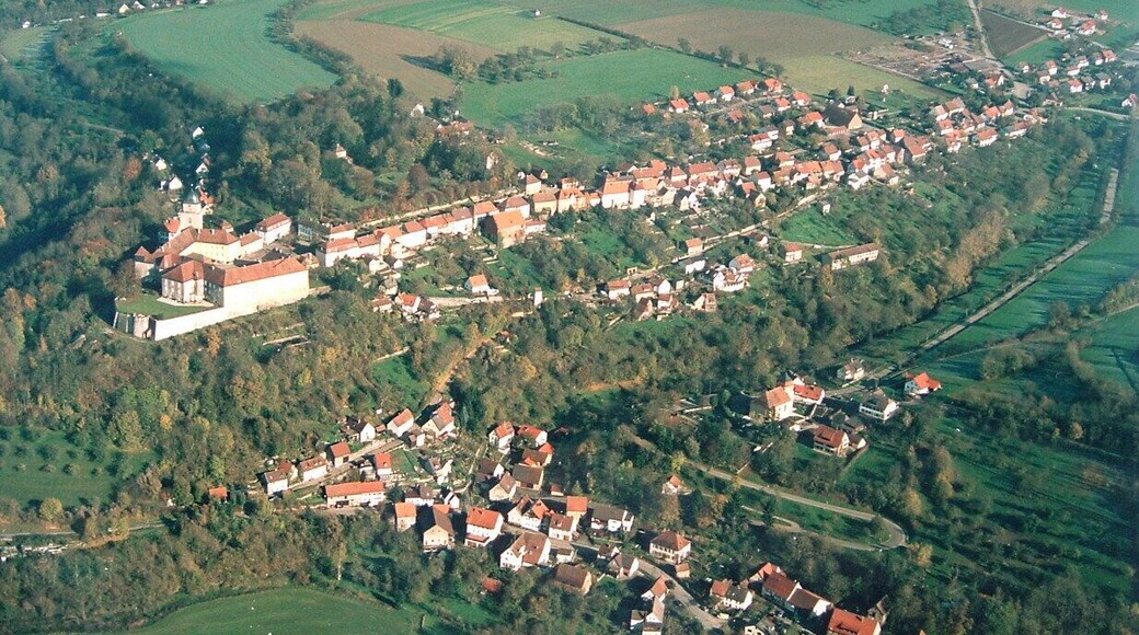 Bartenstein in Landkreis Schwäbisch Hall, Germany. View to northeast.