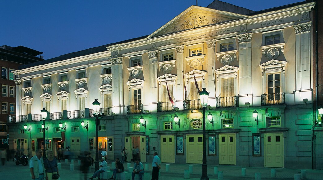 Madrid showing a city, heritage architecture and night scenes