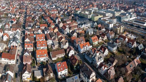 Birds-eye view of Stuttgart Vaihingen, Germany from above