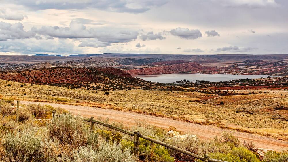 Late Summer View of the Alcova Reservoir from Highway 220 in Southern Wyoming.