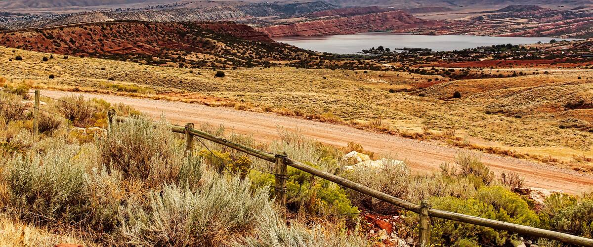 Late Summer View of the Alcova Reservoir from Highway 220 in Southern Wyoming.