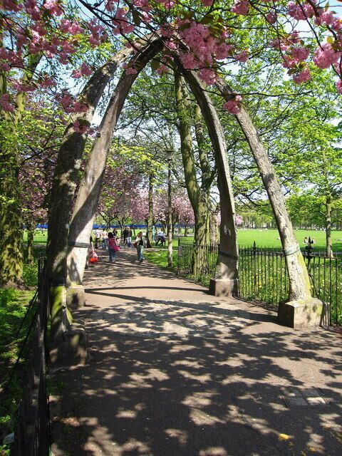 Whale Jawbone Arch, Meadows. At the intersection of Jawbone Walk and Melville Drive. Given to the city by the Zetland and Fair Isle Knitting stand in the 1886 International Exhibition.