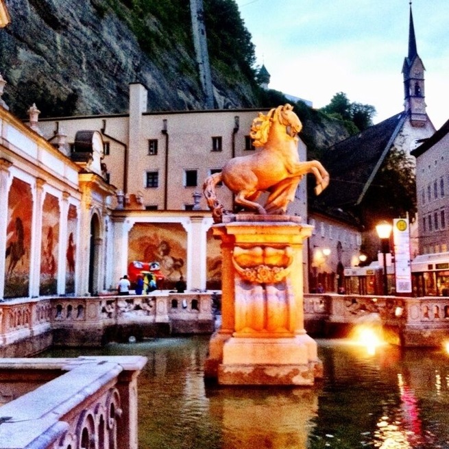 A fountain in downtown Salzburg