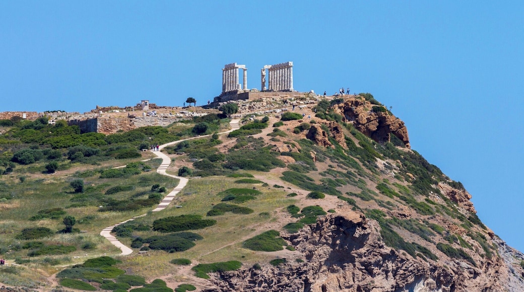 The ancient Temple of Poseidon in the distance standing guard over the vast Mediterranean Sea.
http://www.divebuddies4life.com/making-friends-with-poseidon/