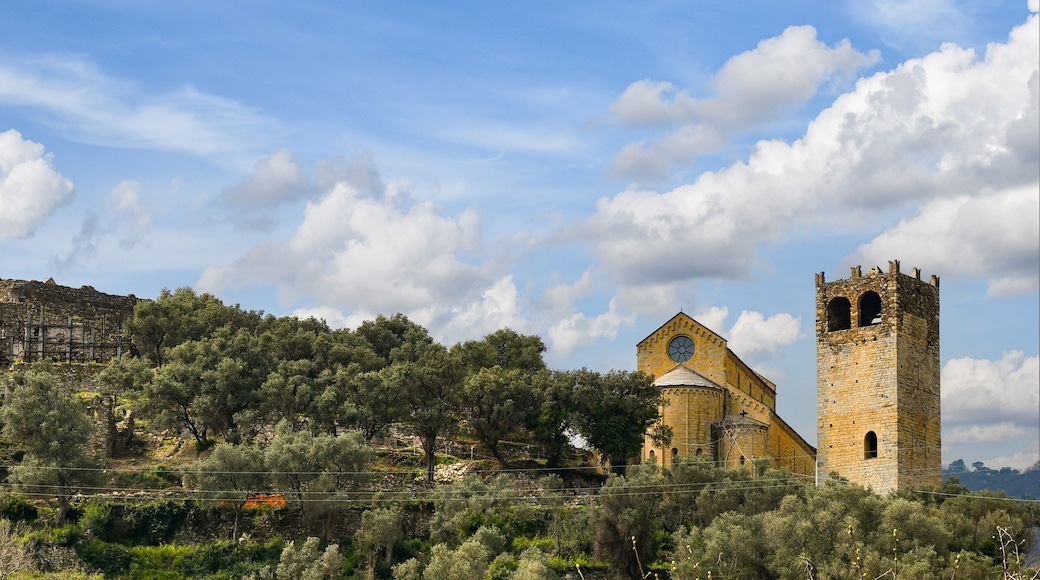 Romanesque church of Saints James and Philip, near the ruins of the castle of Andora, Savona, Liguria, Italy