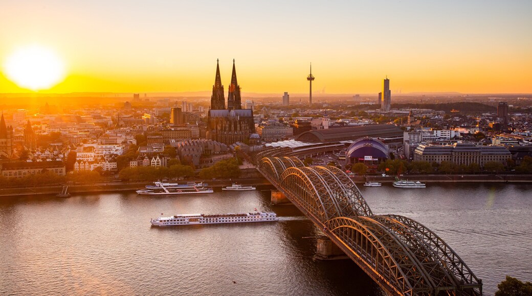 Cologne Triangle Panorama featuring boating, a bridge and a river or creek