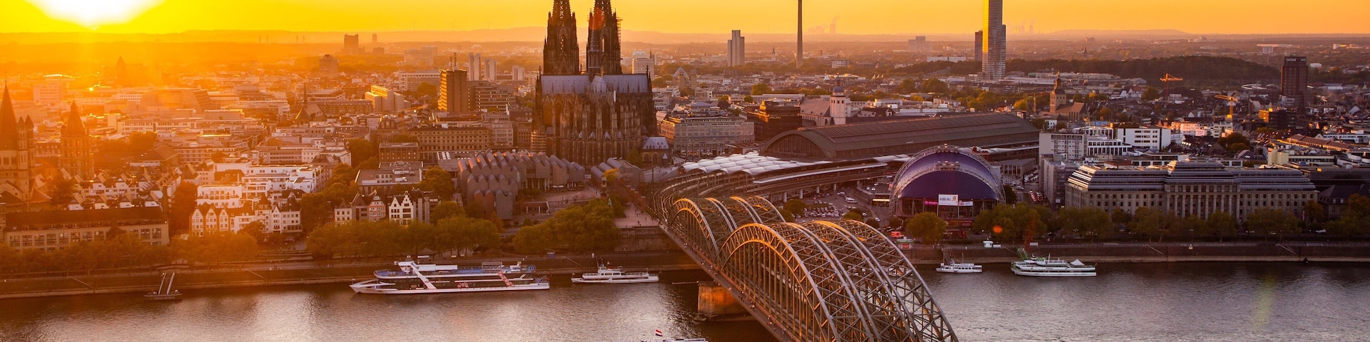 Cologne Triangle Panorama featuring boating, a bridge and a river or creek
