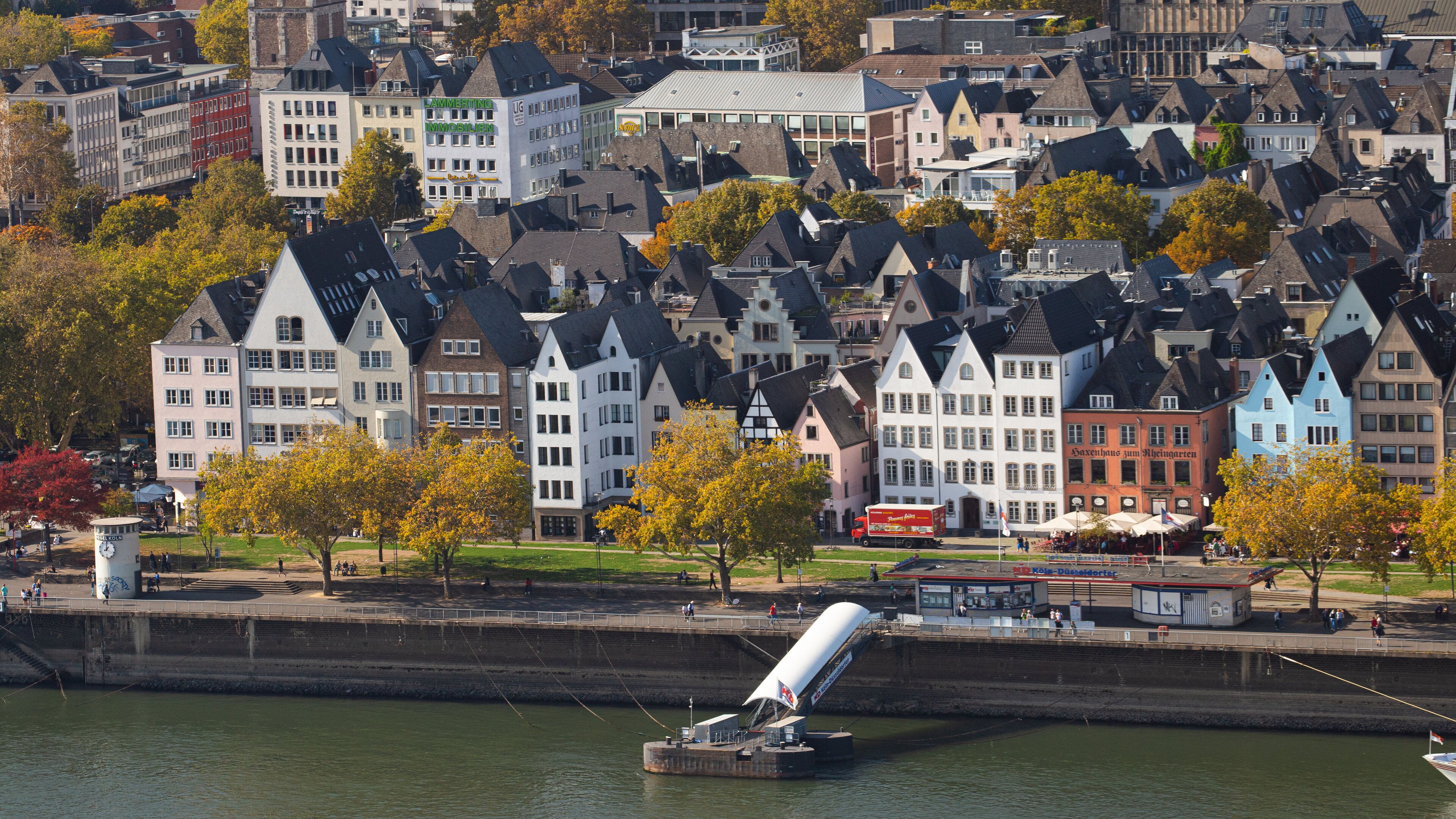 Cologne Triangle Panorama showing a city, a river or creek and landscape views