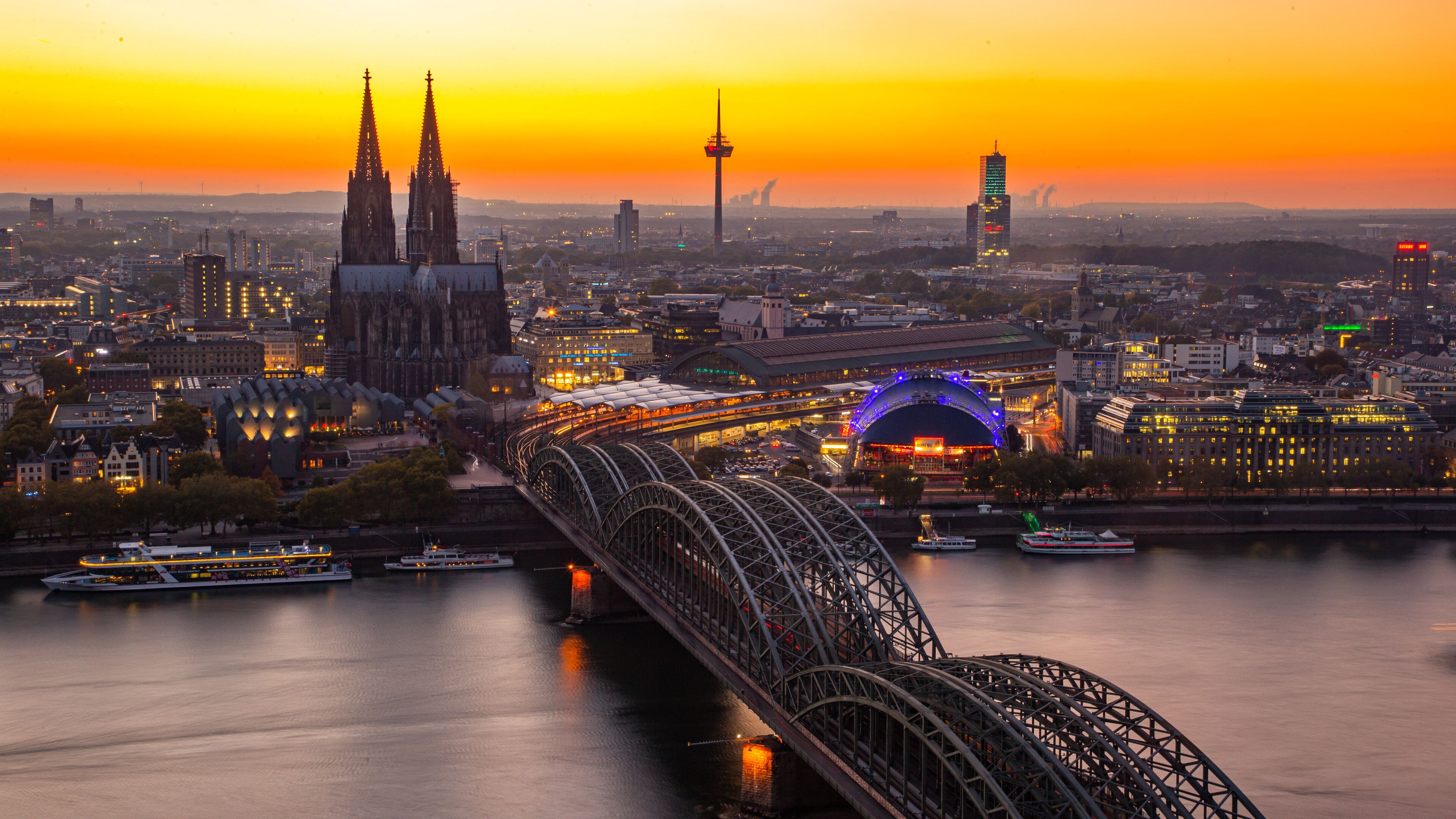 Cologne Triangle Panorama featuring a sunset, heritage architecture and landscape views