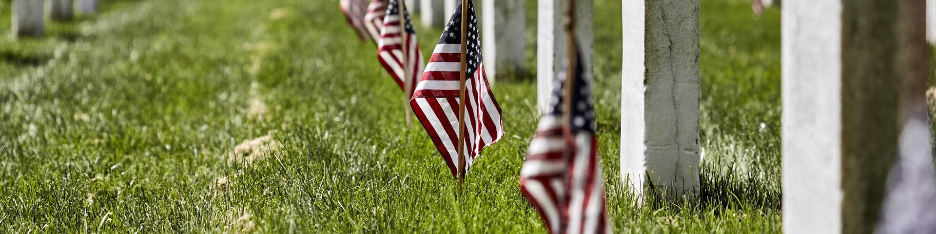 American Flags on Grave Sites at Arlington National Cemetery on Memorial Day
