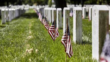 American Flags on Grave Sites at Arlington National Cemetery on Memorial Day