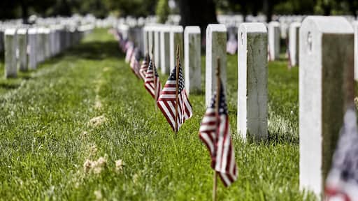 American Flags on Grave Sites at Arlington National Cemetery on Memorial Day