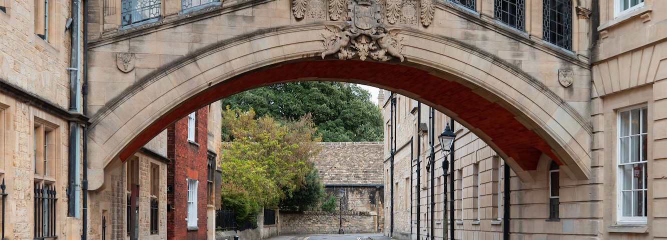Bridge of sign with the Sheldonian theatre background - Oxford, UK