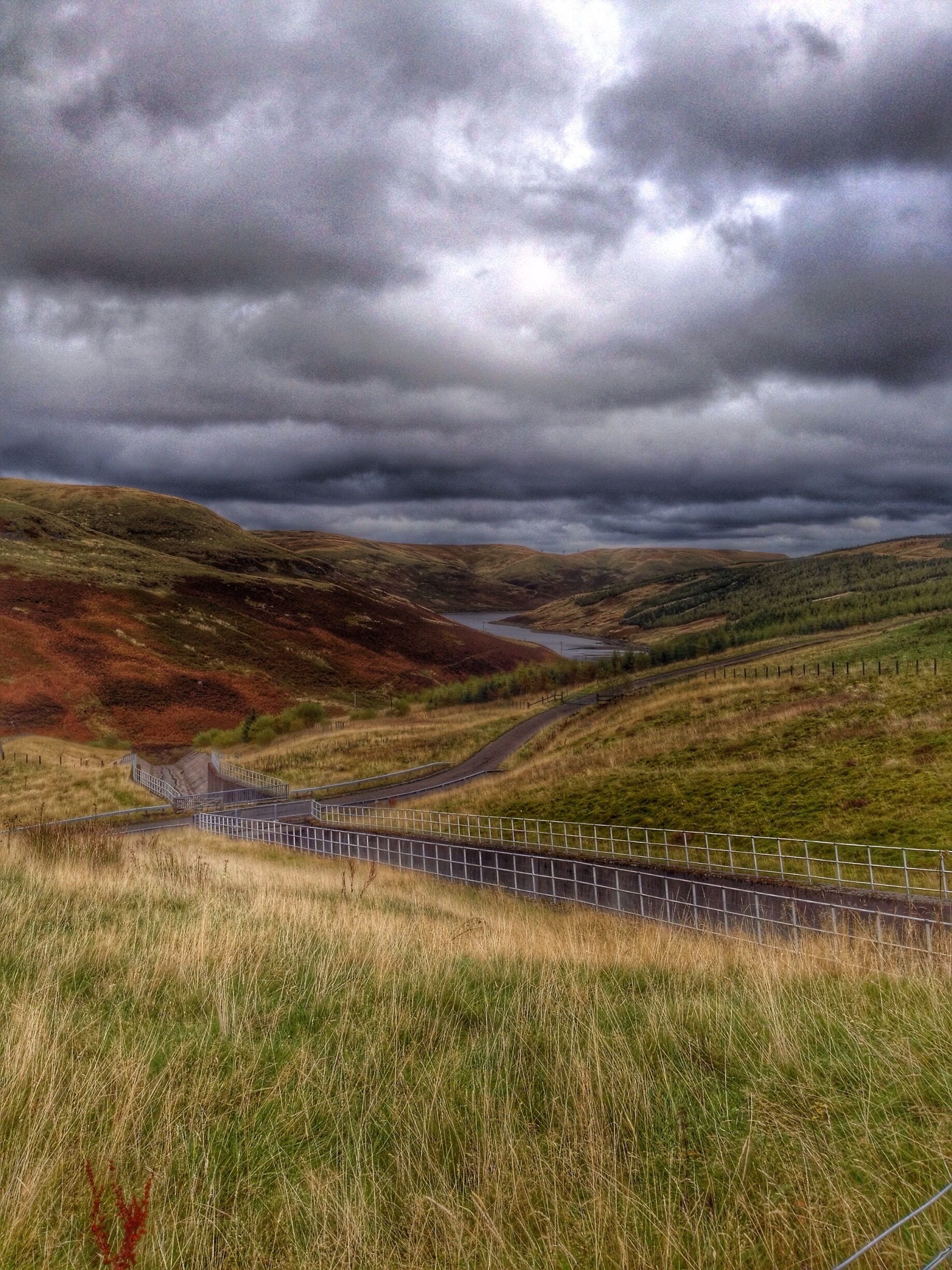 View from edge of reservoir looking over the Ochil hills just outside Gleneagles 
