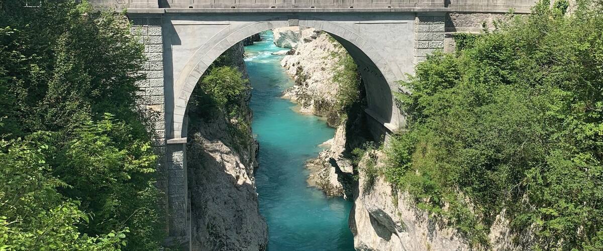 Napoleon Bridge Kobarid Slovenia. Yes, that’s the color of the water!